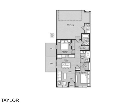 Floor plan for 2 beds, 2 baths, 880 sqft